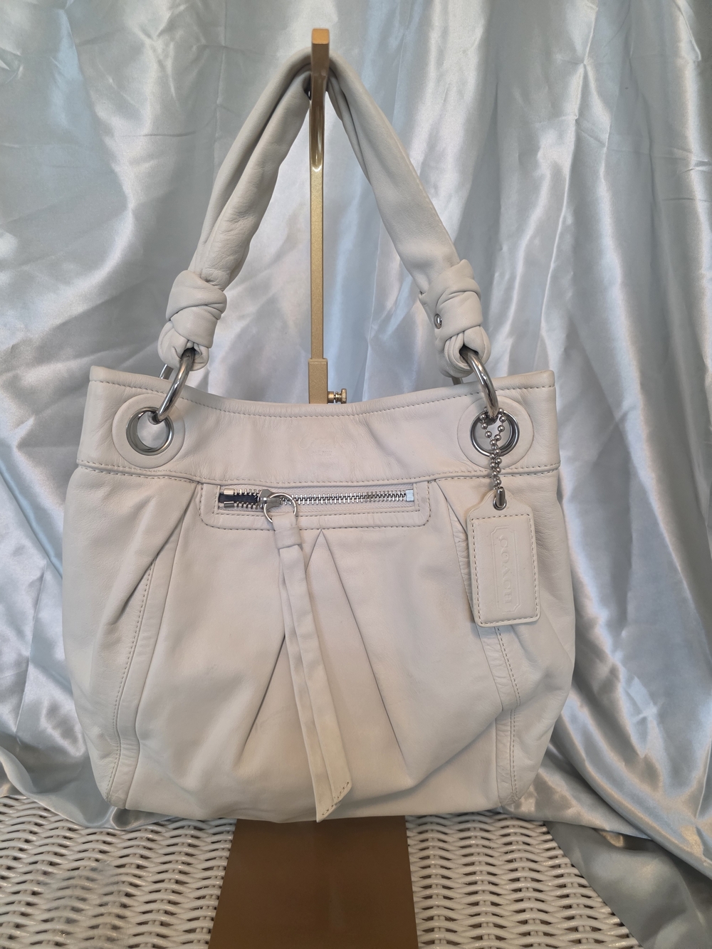 Coach Parker Ivory Leather Shouldwer Bag Used Authentic